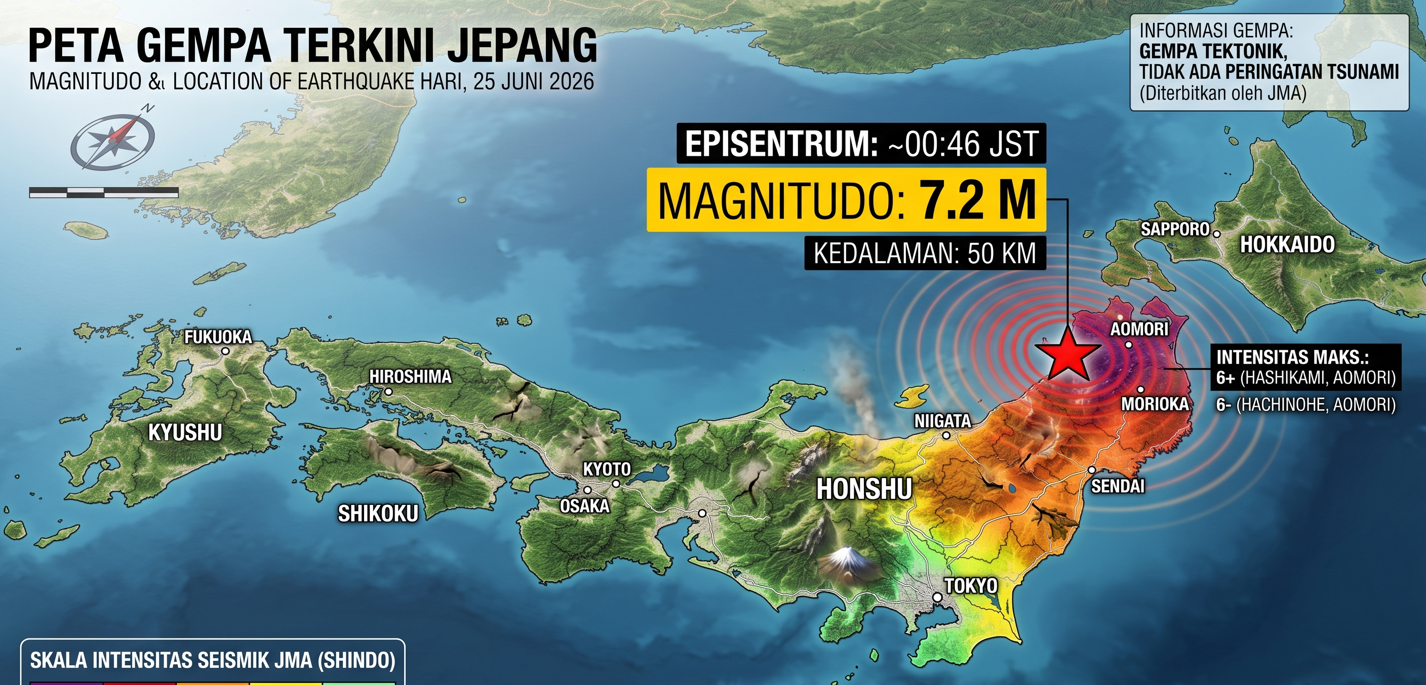 Gempa Magnitudo 7,2 Guncang Timur Laut Jepang, Layanan Kereta Cepat Dihentikan
